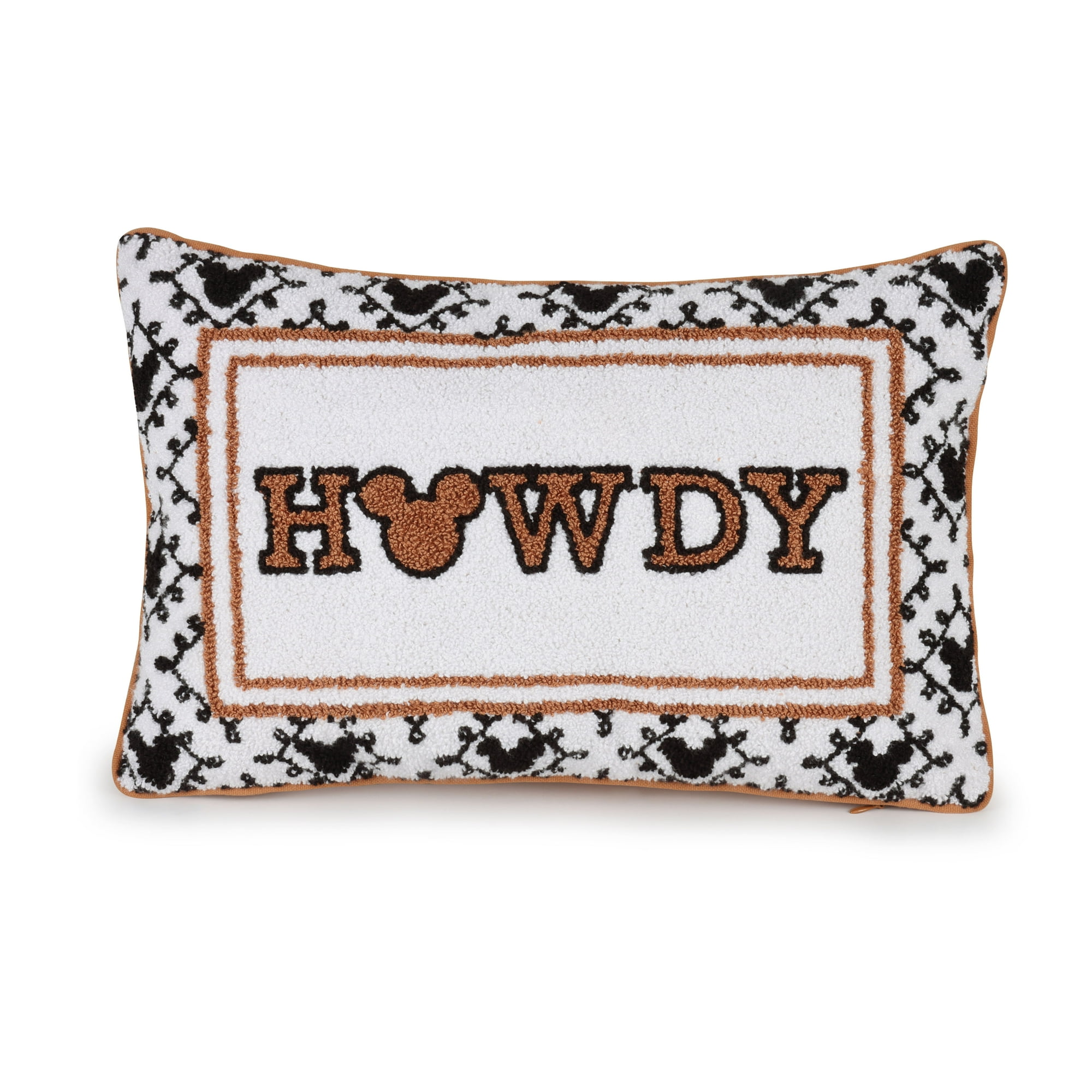 Disney Mickey Mouse Howdy Needlepoint Shaped Decorative Pillow, 16" x 10"