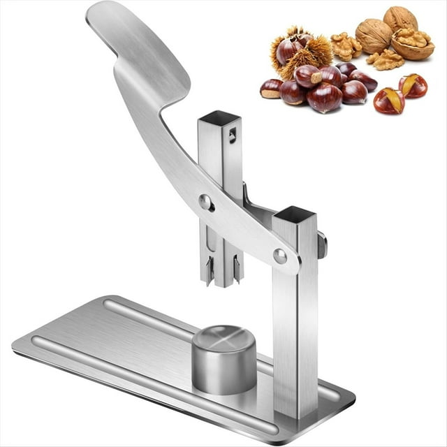 Cortador de Castañas de Acero Inoxidable 304 con Antideslizante, Herramienta de Metal para Romper Nueces en la Cocina.