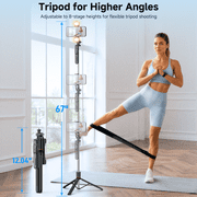 QIRITA Selfie Stick Tripod with Light, 67 Portable Phone Tripod with Remote, 360° Rotation Handle, Compatible with Iphone, Android/Vlog