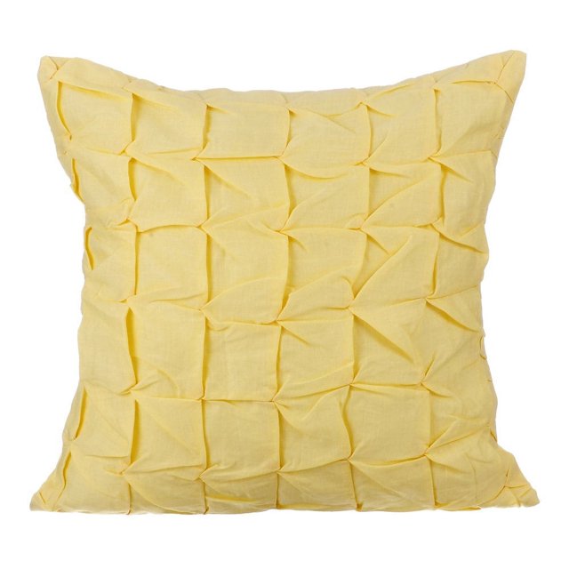 Funda de cojín decorativa de 35 x 35 cm (14 x 14 pulgadas) en amarillo, fundas de algodón, hechas a mano, de color liso, contemporáneas - Summer Brewery