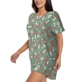 thumbnail image 2 of Naloa Retro Hippie Groovy Mushroom Women's Short-Sleeved Pajama Set, Loungewear, Summer pajamas, Breathable Cozy - XX-Large, 2 of 9