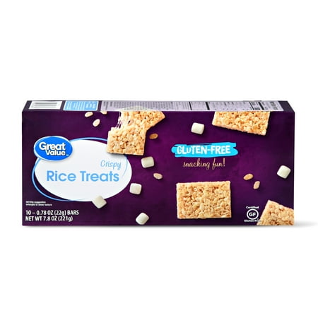 (4 pack) (4 Pack) Great Value Gluten-Free Crispy Rice Treats, 7.8 oz, 10 Count