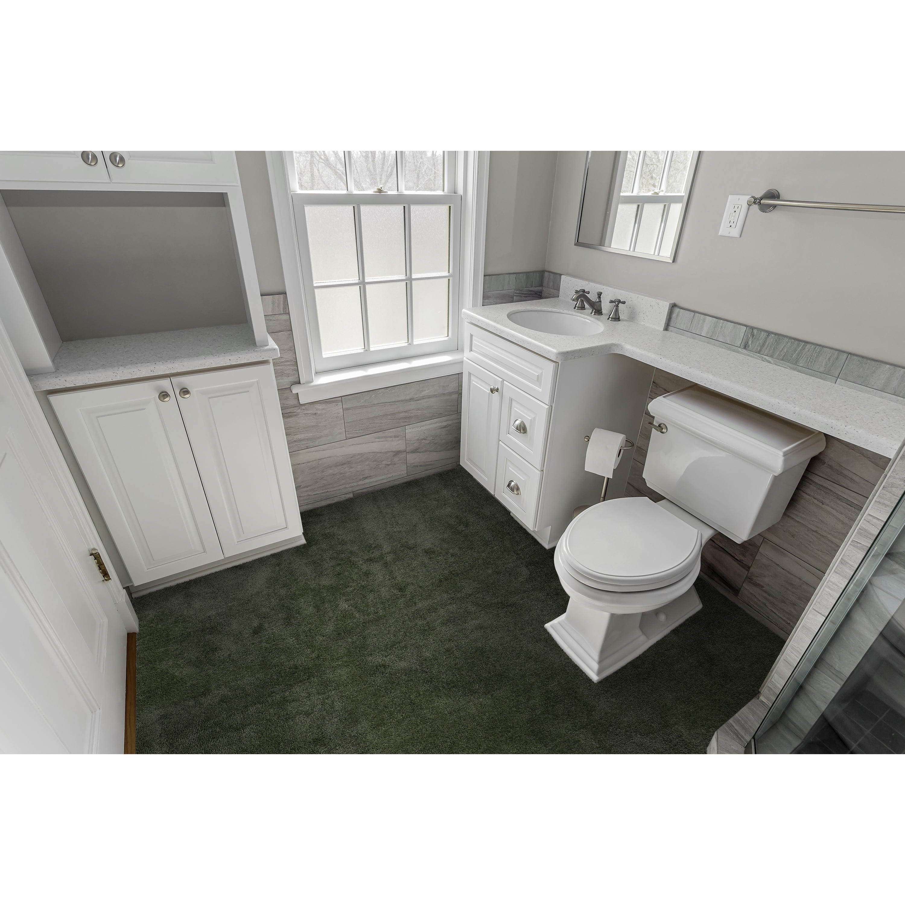 Garland Rug Room Size Washable Nylon Deep Fern Bathroom Carpet, 5' x 8'