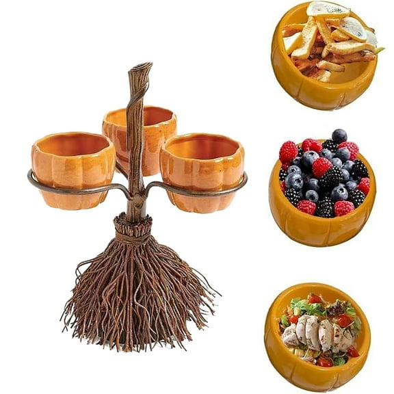 EazyTech Halloween Pumpkin Snack Bowl Stand Collapsible Candy Tray for Cupcakes Desserts Party Decorations,Resin Non-Slip Stable Serving Tray for Indoor Outdoor Gatherings