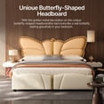 thumbnail image 5 of Queen Size Upholstered PU Leather Bed Frame with Butterfly HeadboardandFootboard, Modern Platform Bed with Gold Metal Accents, W, 5 of 9