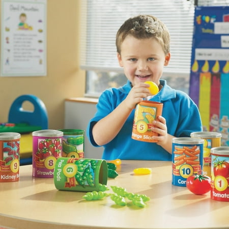 Learning Resources 1 to 10 Counting Cans, With Covers and Play Food, 75 Pieces