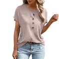 thumbnail image 2 of Kelon Womens Blouses Short Sleeve Shirts Crew Neck Business Casual Fashion Outfit Going Out Outfits Y2k Clothes, 2XL, 2 of 4