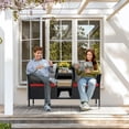 thumbnail image 3 of Vineego Outdoor Patio Loveseat Black Wicker 2-Seat Patio Conversation Set with Cushions & Center Storage Table，Red, 3 of 7