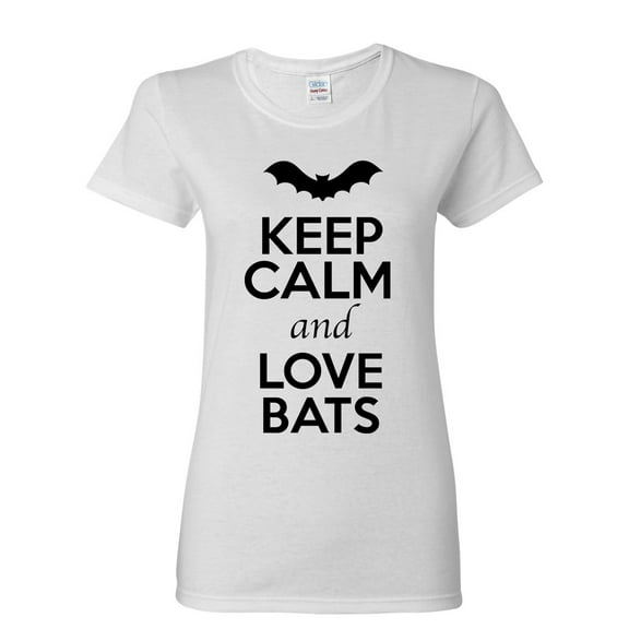 Ladies Keep Calm And Love Bats Animal Lover T-Shirt Tee