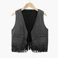 thumbnail image 3 of RUTAYY Children Girls Tank Tops Western Denim Fringe Vest Casual Outfit Outdoor Activities Casual Daily Wear 3-12 Years, 3 of 4