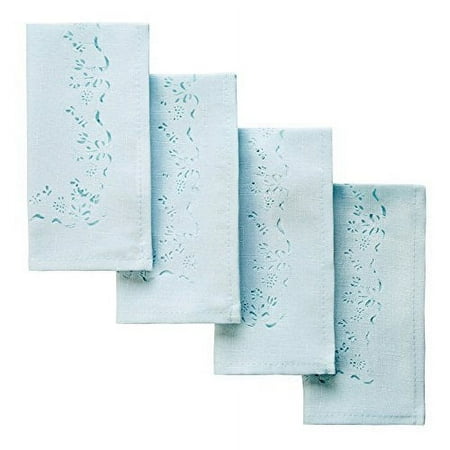 Spring Bouquet Floral Laser Cut Napkins, Set of 4 (Blue)