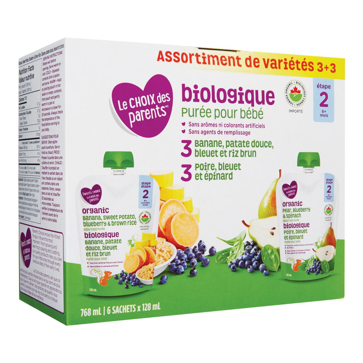 3+3 assortiment de variétés biologique purée pour bébé Le Choix des parents