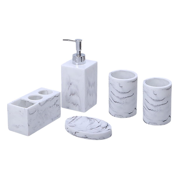 5x Juego De Accesorios De Tocador De Baño Para Tocador De Baño Encimera Hotel White Sunnimix Plato de jabón de baño