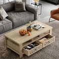 thumbnail image 5 of Costway Coffee Table with2 Drawers & Open Shelf Modern Rectangular Wood Living Room Table Natural, 5 of 11