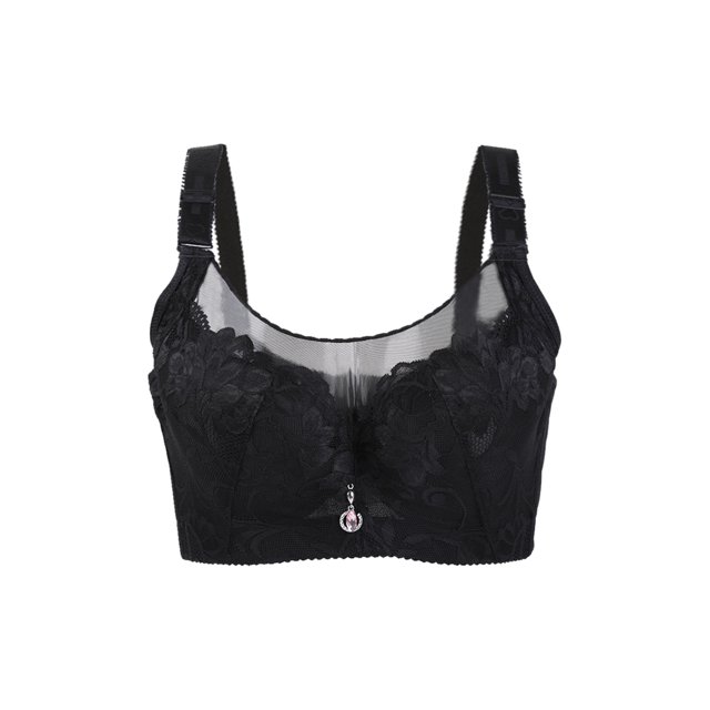 INSPIRE CHIC Women's Lace Front Full Coverage Push up Underwire Cami Bra Black 46 Fit 44C/D