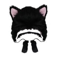 thumbnail image 1 of Sombrero de felpa de gato Fernando Disfraz de niño Gorros Divertido Suave Duradero Cálido Comodidad gato animal de dibujos animados Sombrero para juego de rol negro, 1 of 7
