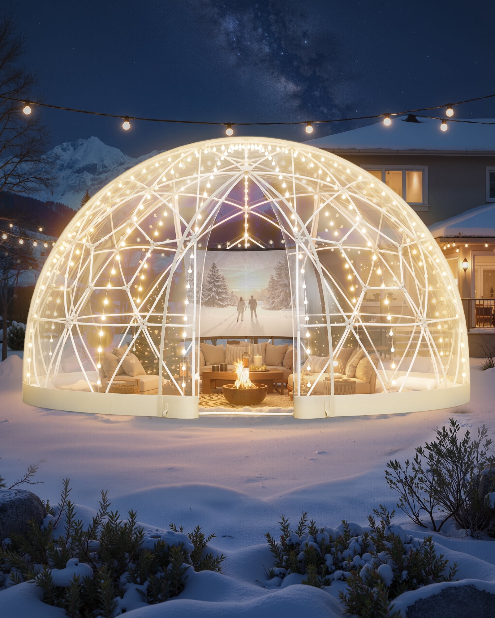 VEVOR Garden Dome Tent, 15 x 9.5 ft Outdoor Clear Bubble Tent for 10-14 Person, Weatherproof Geodesic Dome Greenhouse with Window, PVC Igloo Tents for Backyard Patios Camping Party Wedding