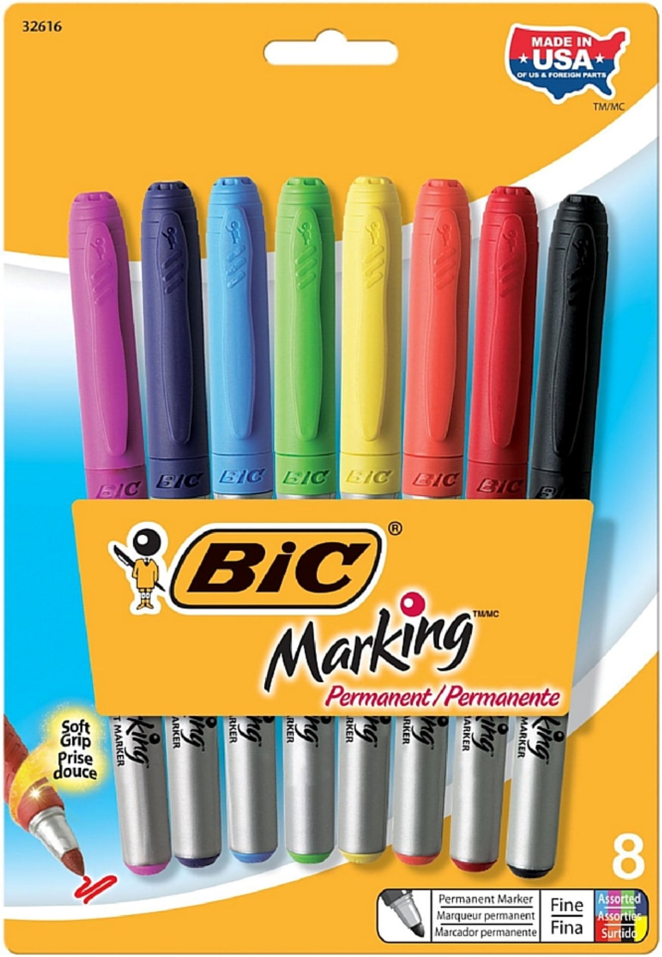 BIC Mark-it Fine-Point Permanent Markers, Red Ink, Silver Barrel