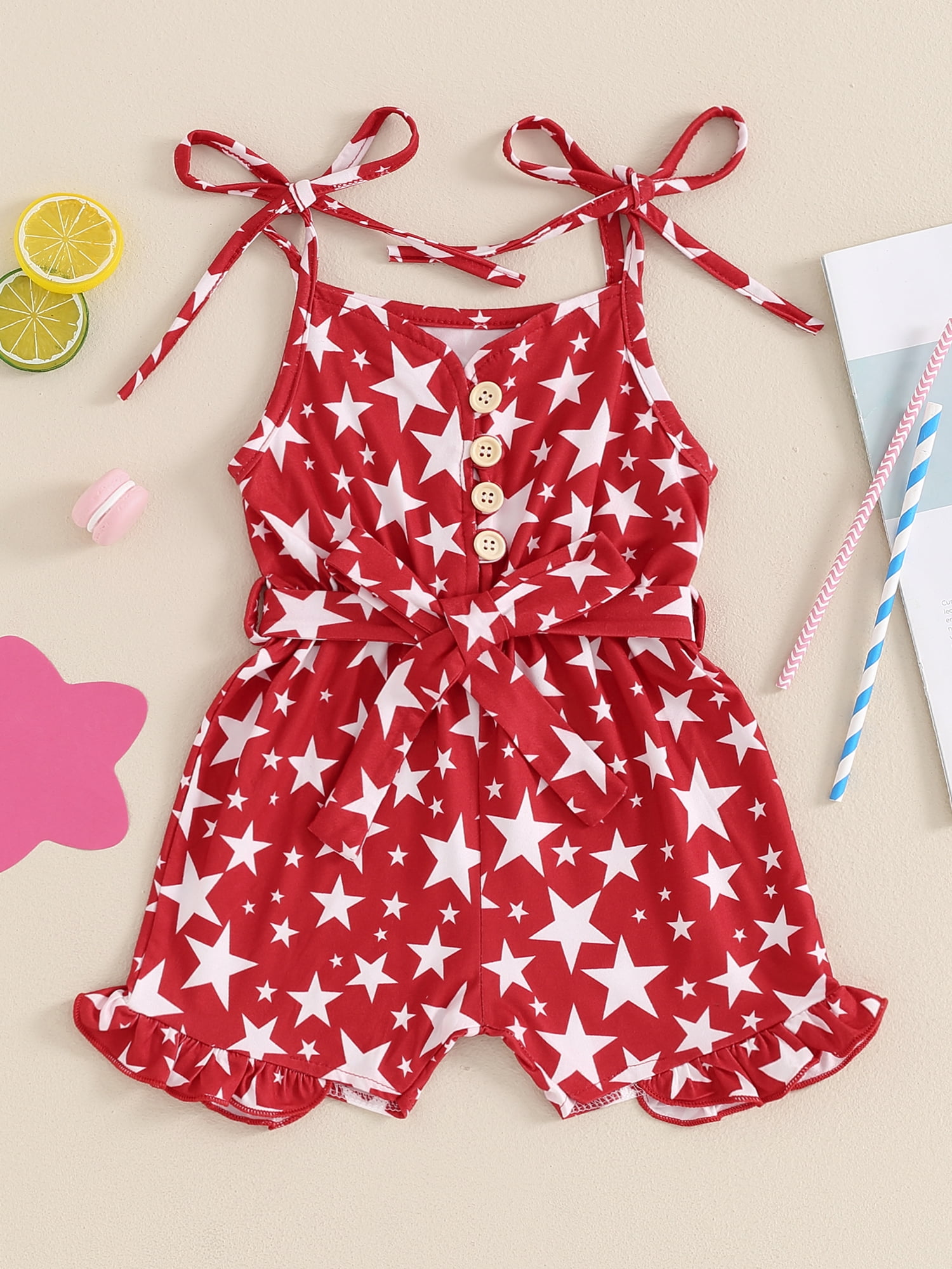 ★SHALOM★ ANGRY SUMMER FOR GIRLS Girls Towel Terry Sandcastle Tie Waist Romper - DFG5367 – 90
