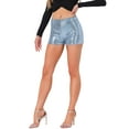 thumbnail image 4 of INSPIRE CHIC Women's Shorts Glitter Sequin Midrise Solid Sparkle Coctail Elastic Waist Shorts S Light Blue, 4 of 6