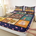 thumbnail image 3 of Castle Fairy Western Cowgirl Cowboy 4 Pieces Queen Sheet Sets for Adults Boys Girls,Geometric Plaid Grid Ultra Soft Flat Sheet,Exotic Style Vintage Aesthetic Queen Fitted Sheet,Breathable Home Decor, 3 of 7