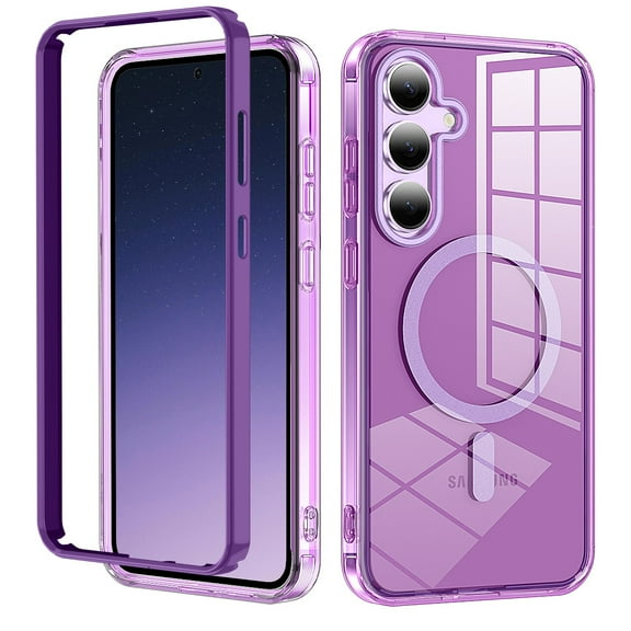 Casetego Phone Case for Galaxy S25 Plus,Clear Magnetic Case,[Yellow Resistant] Slim Fit Shockproof Transparent Crystal Clear Magnetic Case for Samsung Galaxy S25 Ultra,Deep Purple