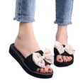 thumbnail image 5 of New Summer Flip-flops Linen Floral Flat Sandals Sandals for Women 2025 White 40, 5 of 8