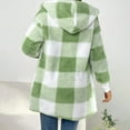 thumbnail image 7 of Jackets for Women DYTTDG Women's New Plaid Plus Size Hooded Jacket Long Sleeve Plush Loose Cardigan Coat Great Gifts for Less, 7 of 7