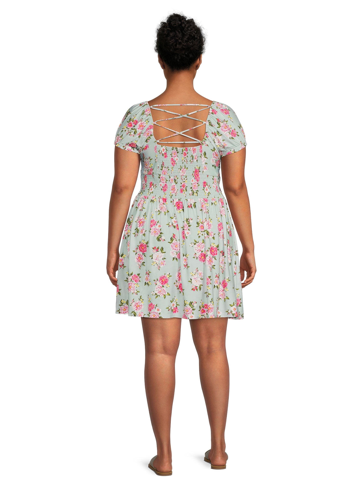 No Boundaries Juniors Plus Size Twist Front Dress with Lace Up Back