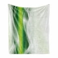 thumbnail image 1 of Abstract Soft Flannel Fleece Throw Blanket, Cool Floral Like Strip Wavy Detailed Design Image Print, Cozy Plush for Indoor and Outdoor Use, 60" x 80", Dark Green White, by Ambesonne, 1 of 6