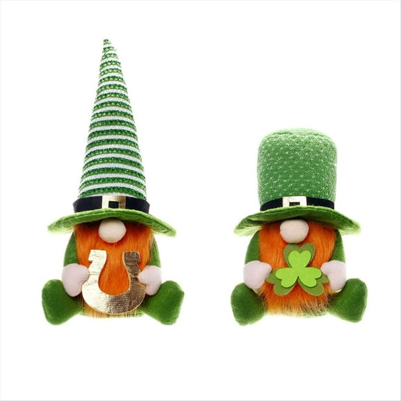 St Patricks Day Decorations - St Patricks Day Decor Gnome Plush Green Irish Leprechaun Doll Leprechaun Figurine,2 x decorations