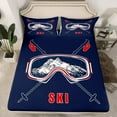 thumbnail image 2 of Manfei Ski Print Bed Sheets, Navy Blue King Sheets, Sports Theme Sheet Set, Microfiber Bedroom Decor 4pcs, 2 of 7