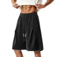 thumbnail image 2 of Ceisia Men Herringbone Wide Leg Shorts Elastic Drawstring Waist Soft Thick Loose Baggy Fit Daily Casual Home Lounge Short Pants Gifts for Father, 2 of 9