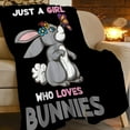 thumbnail image 2 of Cute Rabbit Blanket Funny Rabbit Throw Blanket Soft Warm Just a Girl Who Loves Bunnies Blanket Lightweight Blankets Flannel Fleece Animal Blanket for Sofa Couch Bed Travel Gift for Kids Adults 80"x60", 2 of 6