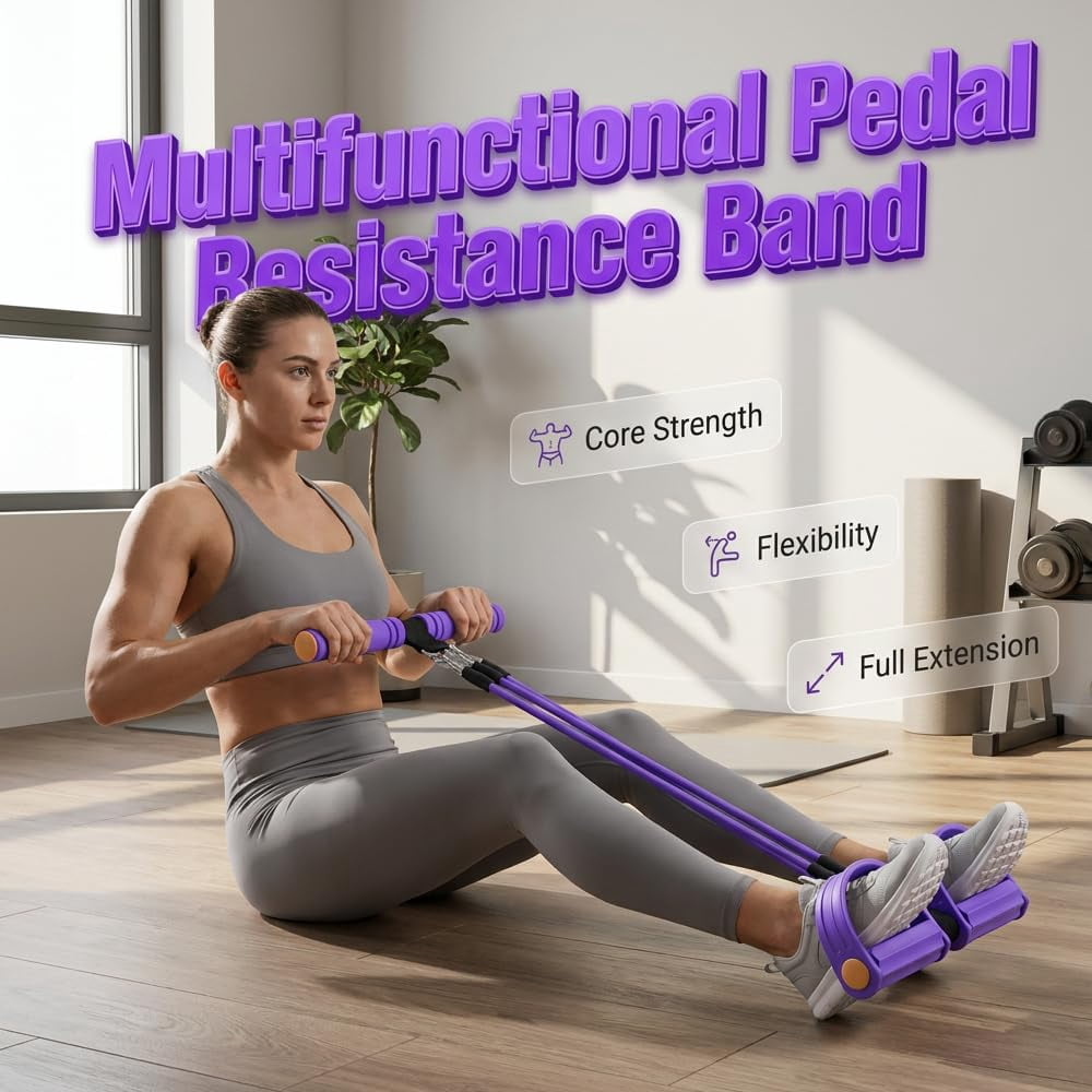 Pedal Resistance Band with Handle, 2026 New Removable Multifunction Tension Rope for Foot Pedal Pull, Back Stretch & Chest Expand, Home Exercise Equipment