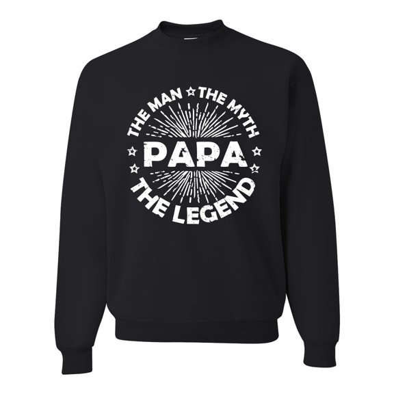 Wild Bobby, Papa Man Myth Legend Funny Dad Uncle Papa Granpa Dad Gift, Father's Day, Unisex Crewneck Graphic Sweatshirt, Black, Small