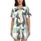 thumbnail image 1 of Balery Cute Raccoon Conjunto de Pijama para Mujer con Estampado, Dos Piezas de Manga Corta y Shorts, Ropa de Dormir Suave con Cuello Redondo y Bolsillos-Large, 1 of 6