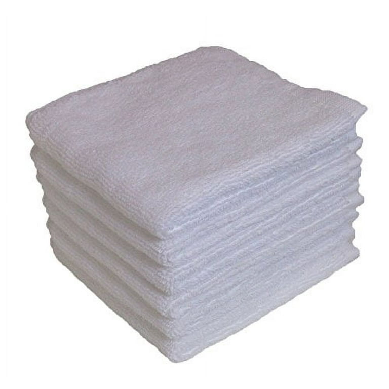 Pacific Linens 60-Pack White Washcloths - 100% Cotton, 12x12 Inch, Commercial Grade, Ultra Absorbent