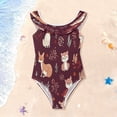 thumbnail image 3 of Girls Ruffled One Piece Swimsuit Summer Beach Vacation Swimwear Tank Swimsuit Joyous Forest Animals, 3 of 8