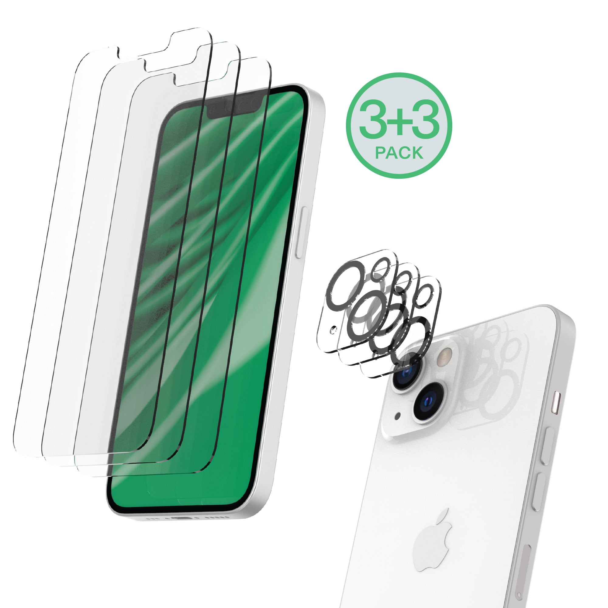 onn iPhone 13 Glass Screen Protector (3 Pack) and Camera Glass Screen Protector (3 Pack)
