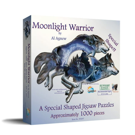SUNSOUT INC - Moonlight Warrior - 1000 pc Special Shape Jigsaw Puzzle by Artist: Al Agnew - Finished Size 25" x 37" - MPN# 95497