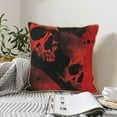 thumbnail image 4 of KLL Red And Black Abstract Skull Decorative Throw Pillow Covers Velvet Soft for Couch Sofa Bedroom Living Room Outdoor (No pillow core)- 18"x18", 4 of 5
