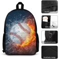 thumbnail image 3 of Backpack For Unisex Bookbags Set Lightweight Backpack With Lunch Box And Pencil Case (Compatible With ice water fire baseball ball), 3 of 6