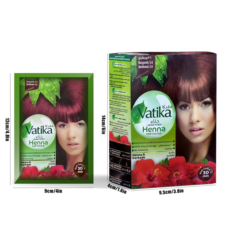 Henna Hair Dye(Burgundy 3.6 Shade), Ammonia-Free & Temporary (4-8