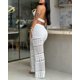 thumbnail image 4 of Conjunto de atuendo CHICME para mujer, top corto de ganchillo con pantalones, 4 of 5