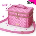 thumbnail image 6 of Litake Makeup Bag Large Makeup Case for Women Organizer for Lots of Brushes Double Layer with Strap Cosmetic Bags Pink, 6 of 7