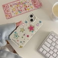 thumbnail image 2 of Sparkly Star Phone Case Compatible with iPhone 11, Cute Korean Bling Glitter Stars Case for Women Girls + Colorful Heart Rhinestone Sticker, 2 of 6