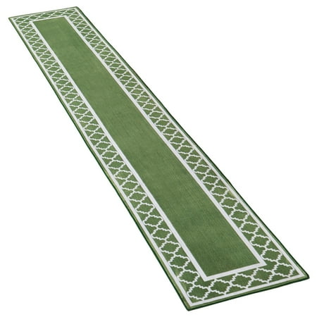 Area Rug 2x8 Sage Runner - Extra-Long Runner Rug with Trellis Border Design with Skid-Resistant Backing - Décor for Hallways or Any Room in Home, 20