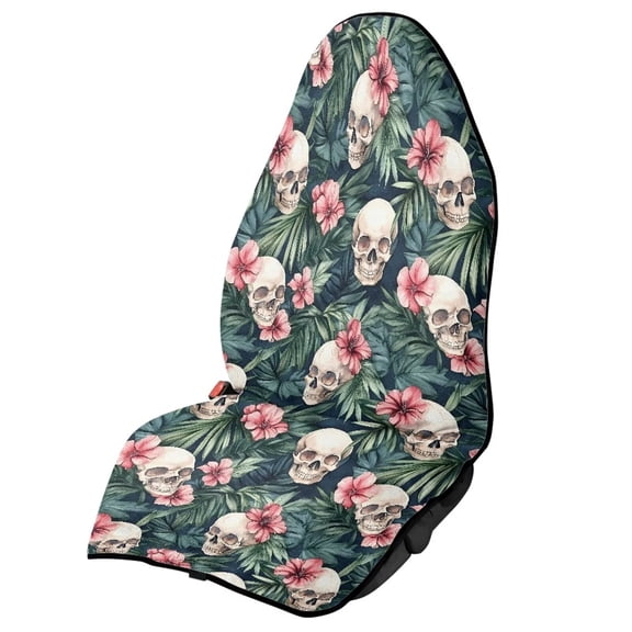 KUIFORTI Skull Flower Waterproof Towel Car Seat Cover Car Protective Front Seat Covers Non-Slip for Cars SUV Trucks for Gym,Workout,Beach,Hiking,Running Swimming
