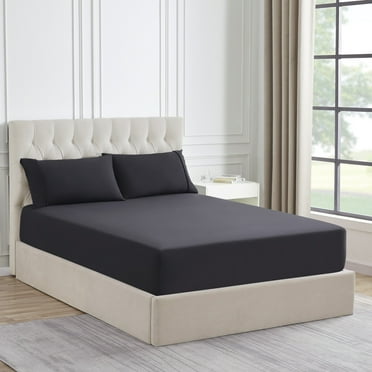 Sweet Home Collection 1500 Supreme Collection Microfiber Flannel Fitted Sheet Black - Queen